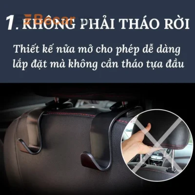 Móc treo đồ sau ghế chữ S cho ô tô Không phải tháo rời tựa cổ xe