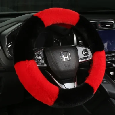 Bọc vô lăng xe hơi giả lông thỏ rex mùa đông - BC16555 BC16555 màu đỏ