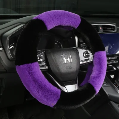 Bọc vô lăng xe hơi giả lông thỏ rex mùa đông - BC16555 BC16555 màu tím