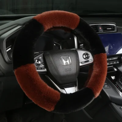 Bọc vô lăng xe hơi giả lông thỏ rex mùa đông - BC16555 BC16555 màu nâu