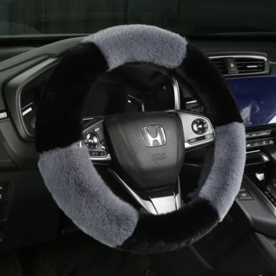 Bọc vô lăng xe hơi giả lông thỏ rex mùa đông - BC16555 BC16555 màu xám