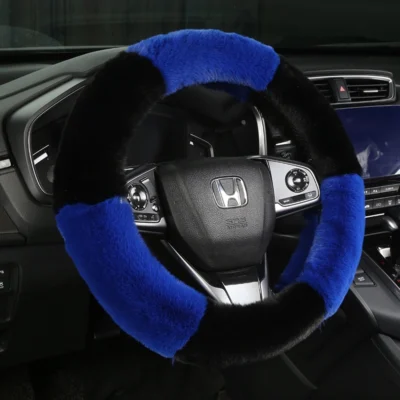 Bọc vô lăng xe hơi giả lông thỏ rex mùa đông - BC16555 BC16555 màu xanh dương