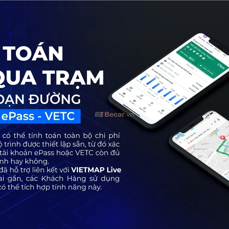 VIETMAP Live PRO bản quyền Chức năng tính toán phí qua trạm