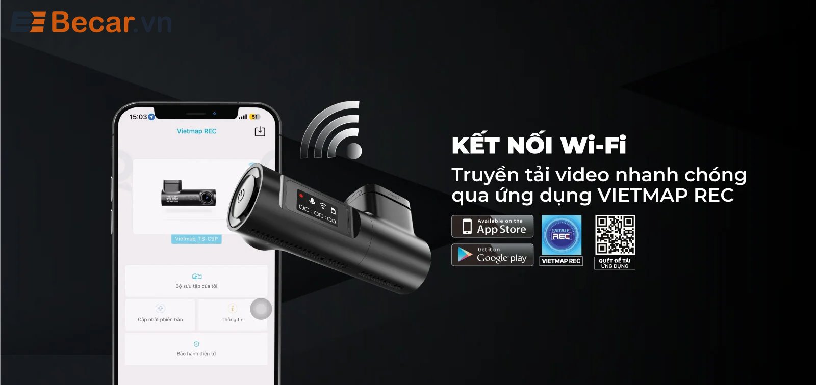 Camera Hành Trình Vietmap TS-C1 Kết nối wifi siêu nhanh